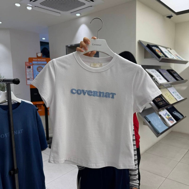 女款【WE ARE】韓國COVERNAT休閒布標logo短袖T恤 CO2602ST99