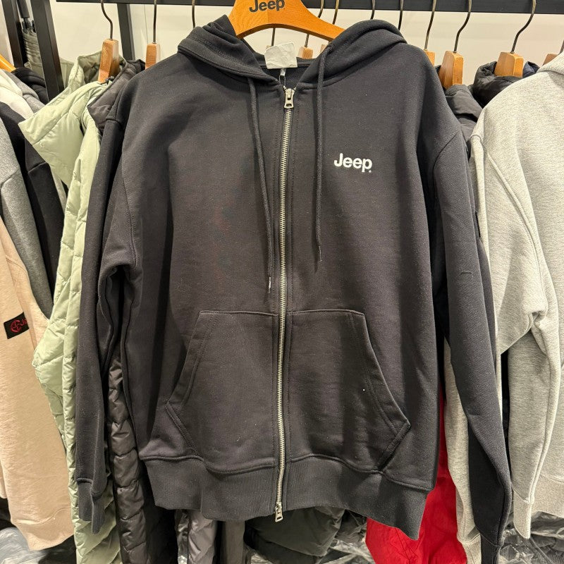 中性版【WE ARE】韓國JEEP臂章logo雙拉鏈連帽外套 JR5TZU051