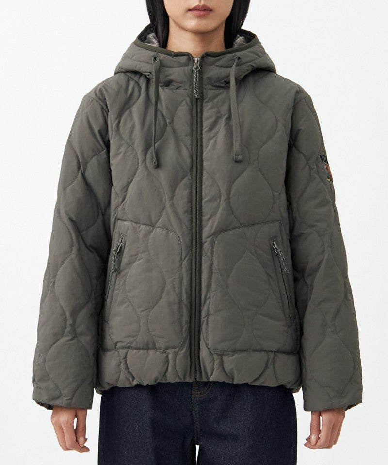 【WE ARE】韓國JEEP 菱紋珊瑚絨＋鴨絨防潑水連帽外套 JQ4JPU304