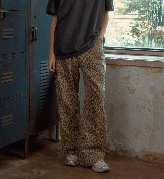 【WE ARE】韓國Leterie休閒褲LEOPARDWIDEPANTS