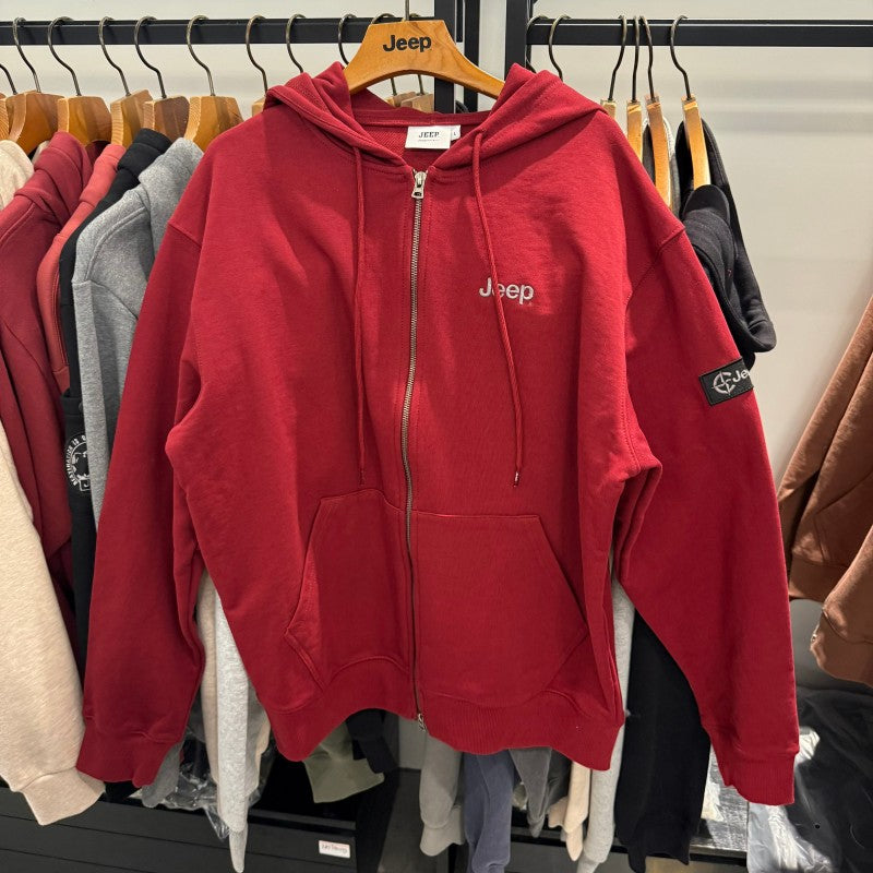 中性版【WE ARE】韓國JEEP臂章logo雙拉鏈連帽外套 JR5TZU051