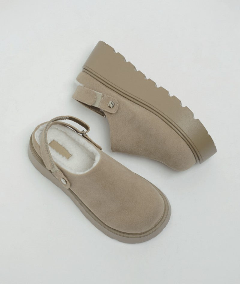 【WE ARE】韓國CHAAKAN 絨毛馬丁麂皮厚底拖 WTSDR4H174