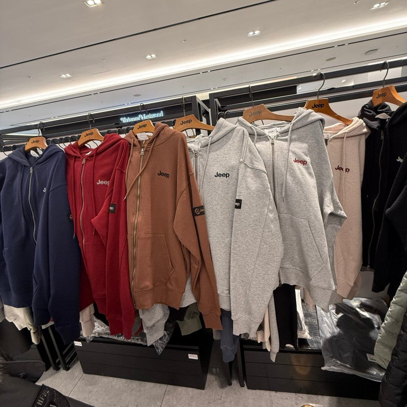 中性版【WE ARE】韓國JEEP臂章logo雙拉鏈連帽外套 JR5TZU051