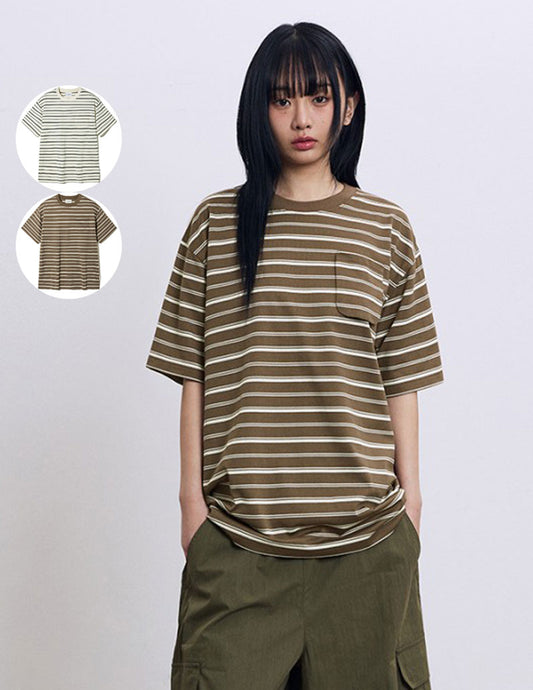 【WE ARE】韓國FILLUMINATE休閒條紋短袖T恤FBEUUST216