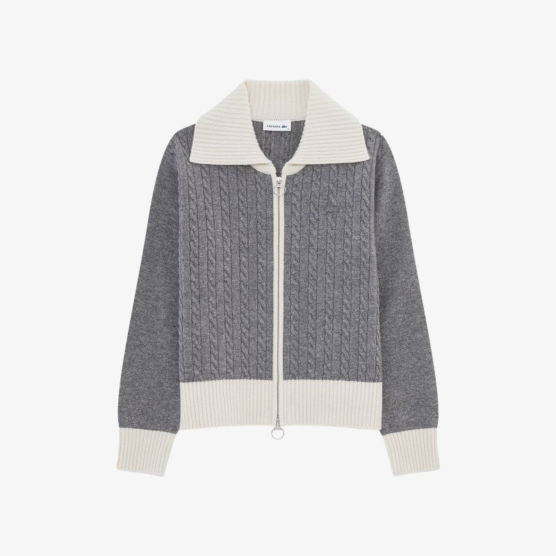 女款【WE ARE】韓國LACOSTE鱷魚針織翻領外套AF420E55N