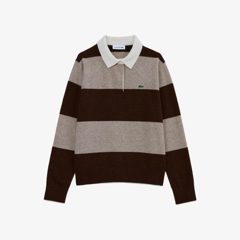 女款【WE ARE】韓國LACOSTE鱷魚橫紋羊毛上衣AF550E55N