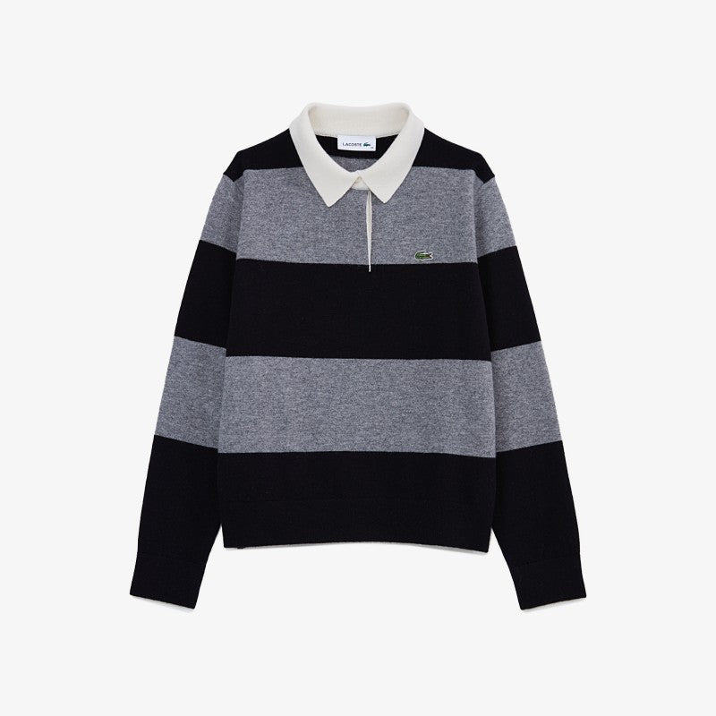 女款【WE ARE】韓國LACOSTE鱷魚橫紋羊毛上衣AF550E55N