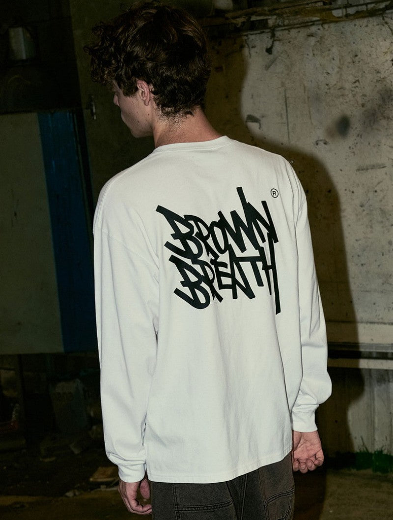 【WE ARE】韓國BROWNBREATH 男款基礎款膠印logo長袖棉ＴBKFMLTS01