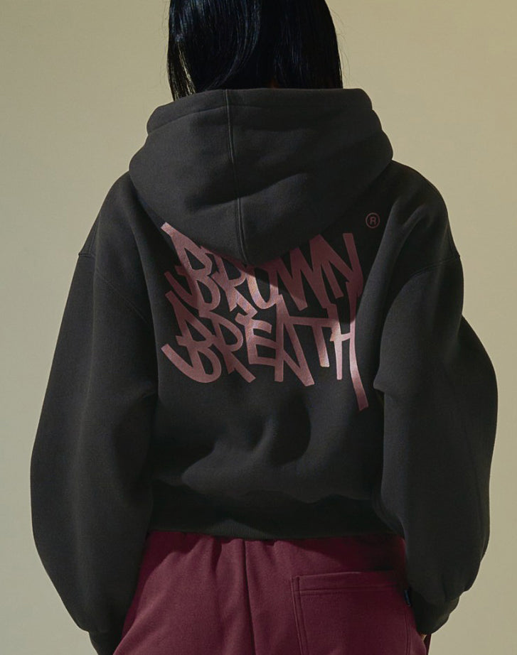 女款【WE ARE】韓國BROWNBREATH 短版刷毛帽T BKWWHDC01