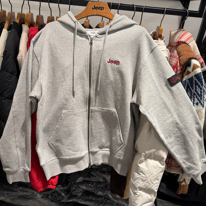 中性版【WE ARE】韓國JEEP臂章logo雙拉鏈連帽外套 JR5TZU051