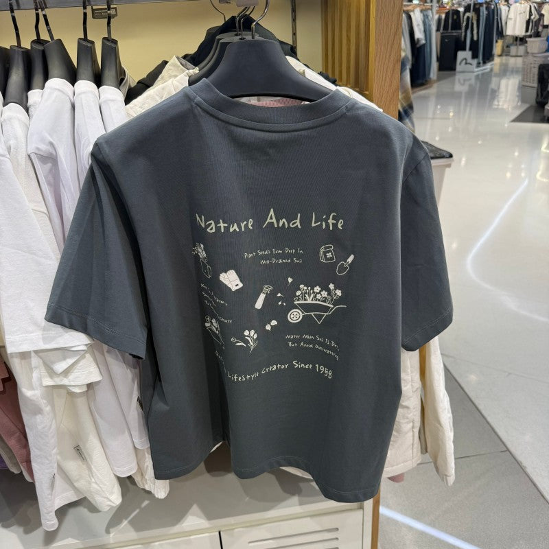 【WE ARE】韓國snow peak雪峰女款園藝插畫涼感短袖T恤  S26MWFTS23