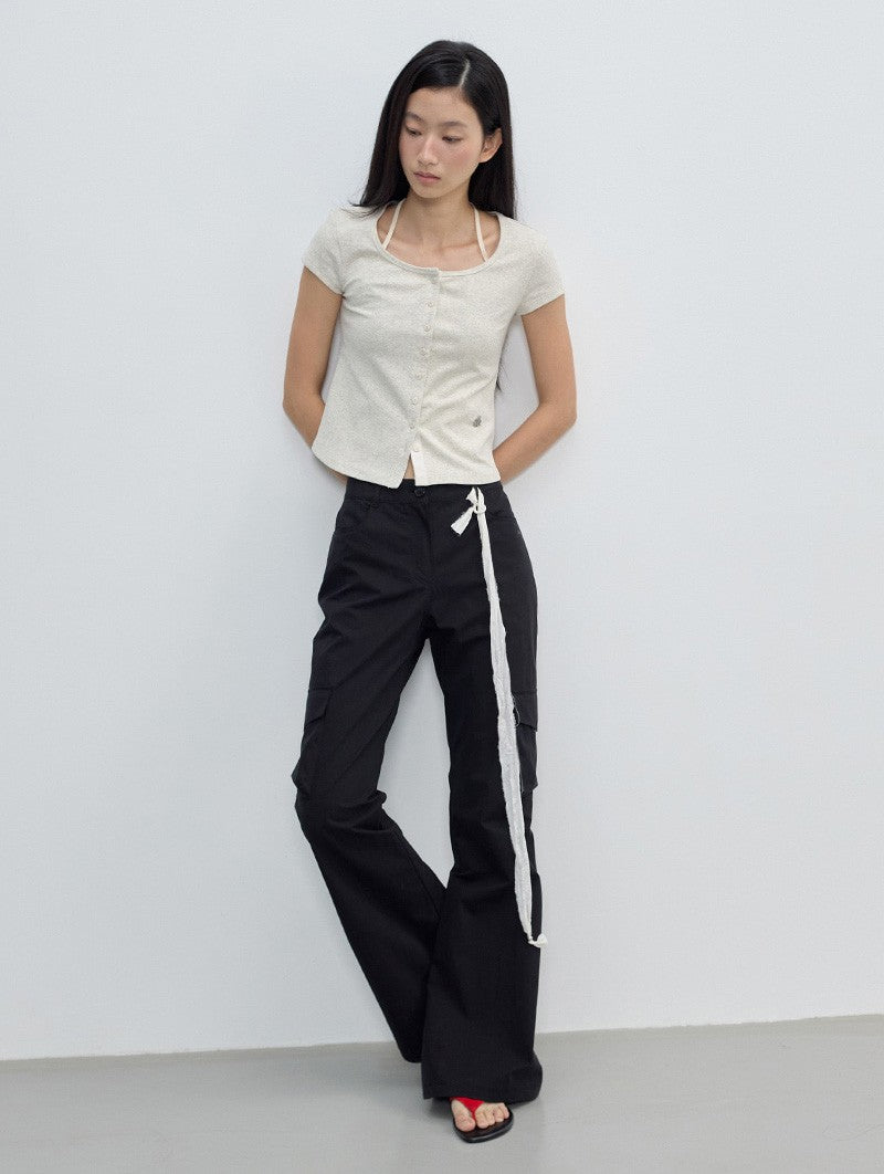 【WE ARE】韓國CITYBREEZE 繞脖綁帶排扣短袖T恤CTI2TS21