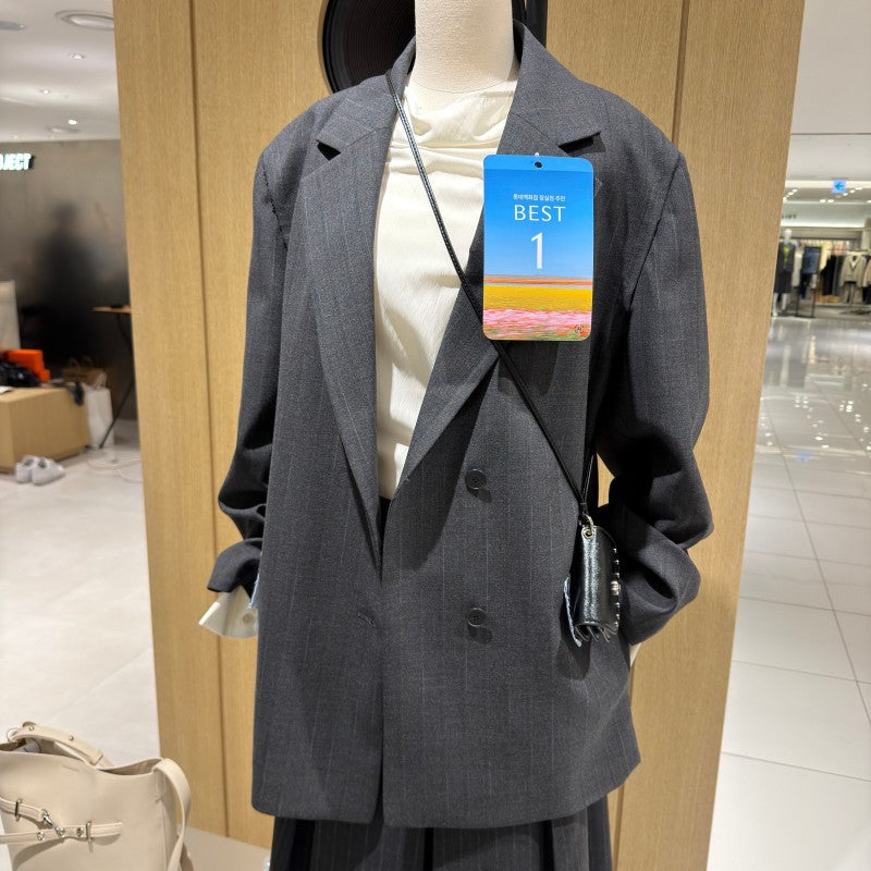 【WE ARE】韓國LAP 異材質接拼西裝外套AS1WJ266