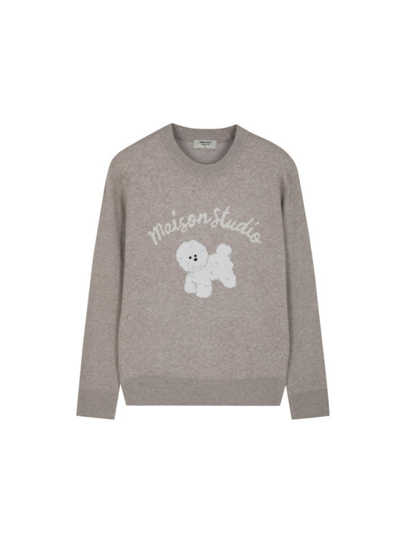 女款【WE ARE】韓國M計畫圓領萌寵字母毛衣EPF4ER2400