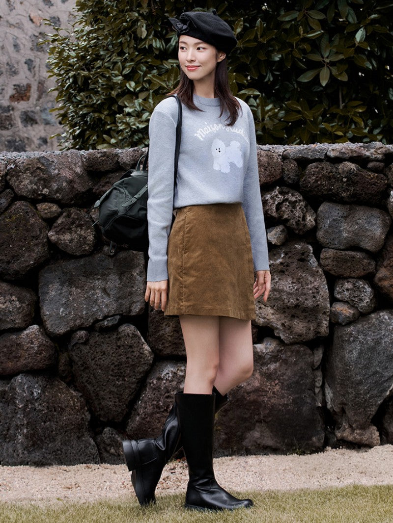 女款【WE ARE】韓國M計畫圓領萌寵字母毛衣EPF4ER2400