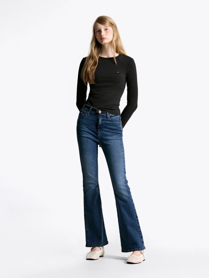 女款【WE ARE】韓國TOMMY JEANS 刷色微喇叭牛仔褲T32F6NEF10TWT1