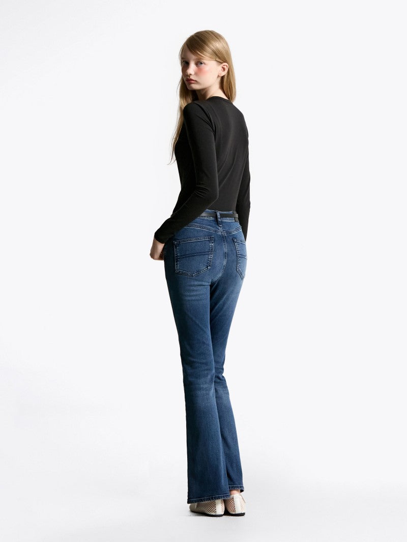 女款【WE ARE】韓國TOMMY JEANS 刷色微喇叭牛仔褲T32F6NEF10TWT1