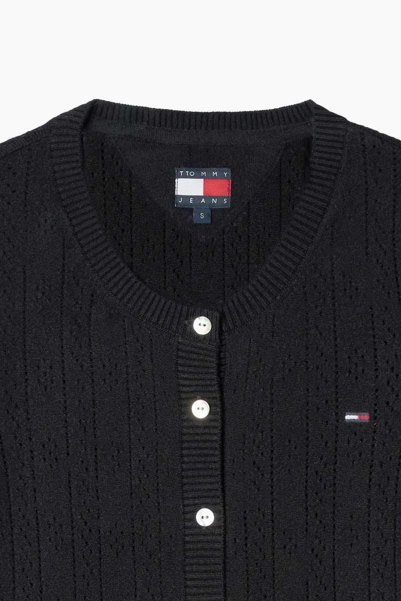 女款【WE ARE】韓國TOMMY JEANS 小標貝殼扣薄針織衫 T32F6KCD12TWT1