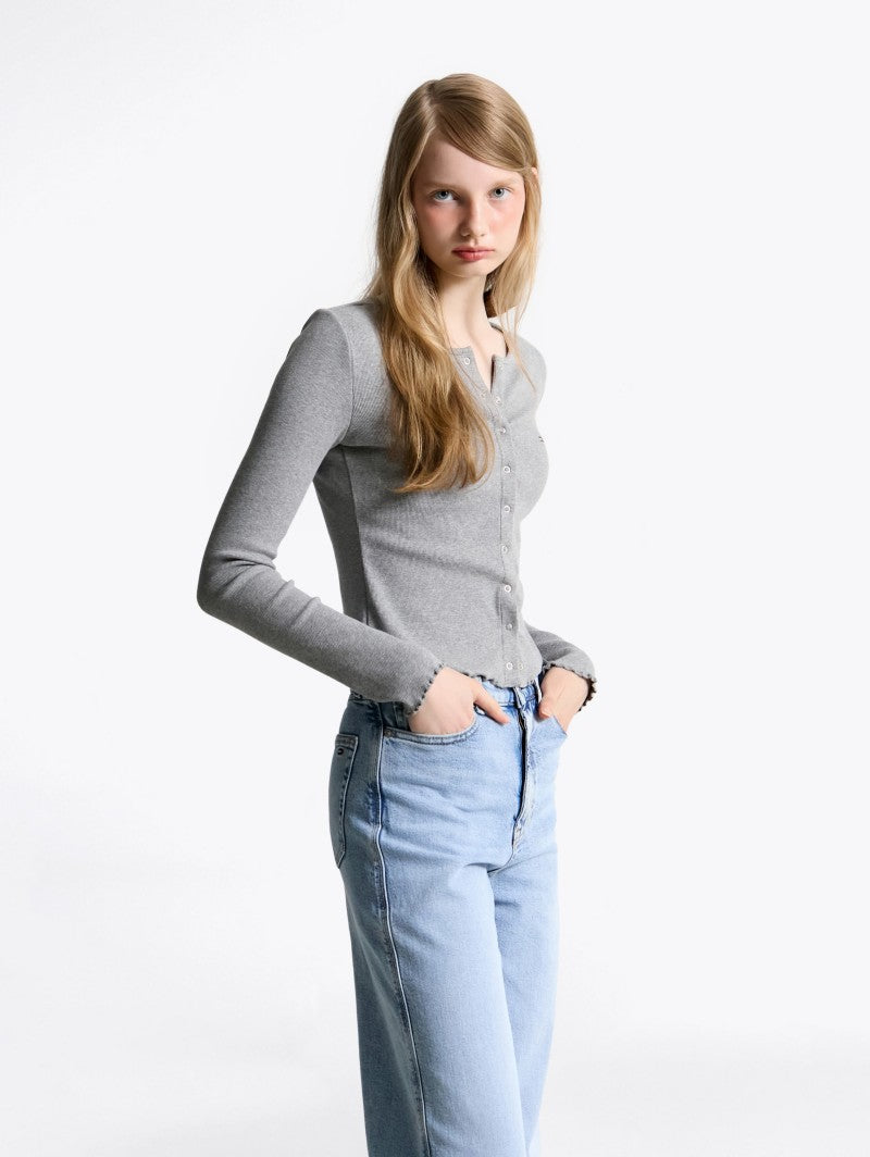 女款【WE ARE】韓國TOMMY JEANS 木耳邊針織衫  T32F6TTO01TWT2