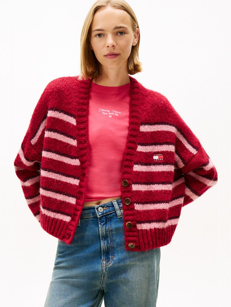 女款【WE ARE】韓國TOMMY JEANS 8%羊駝毛條紋針織衫 T32F7KCD51TWT1