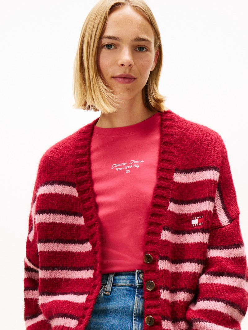 女款【WE ARE】韓國TOMMY JEANS 8%羊駝毛條紋針織衫 T32F7KCD51TWT1