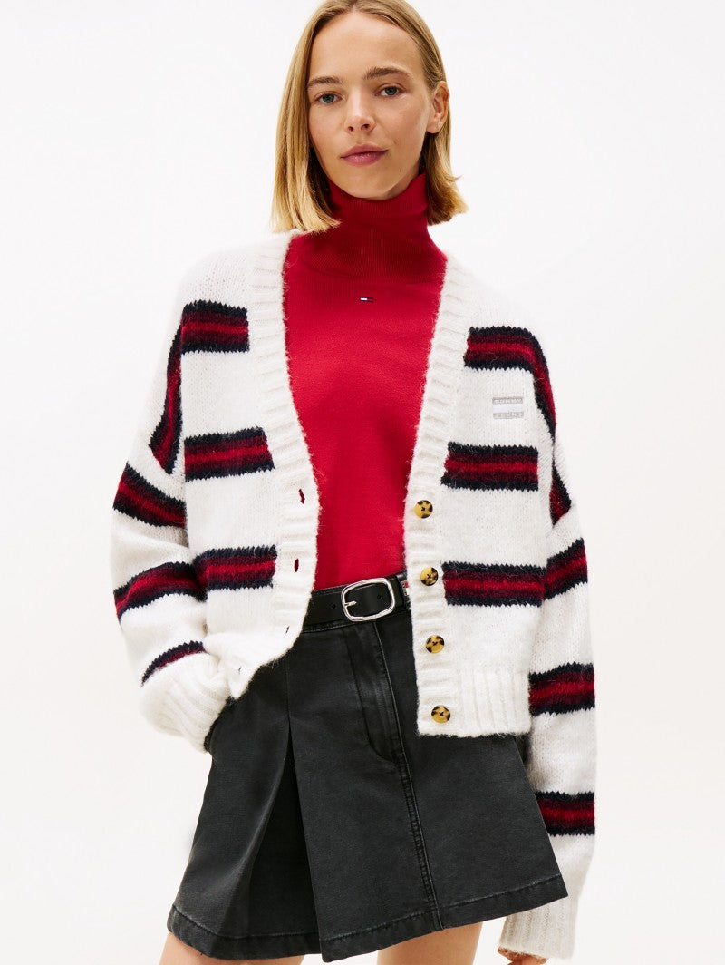 女款【WE ARE】韓國TOMMY JEANS 8%羊駝毛條紋針織衫 T32F7KCD51TWT1