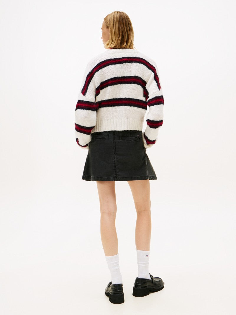 女款【WE ARE】韓國TOMMY JEANS 8%羊駝毛條紋針織衫 T32F7KCD51TWT1