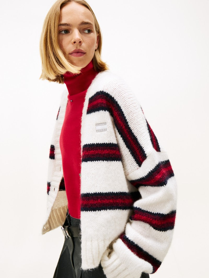 女款【WE ARE】韓國TOMMY JEANS 8%羊駝毛條紋針織衫 T32F7KCD51TWT1