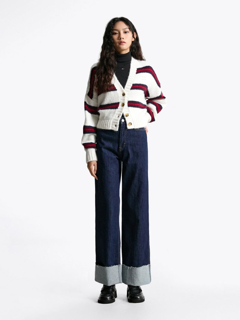 女款【WE ARE】韓國TOMMY JEANS 直筒反折牛仔褲 T32F7NEW45TWT1