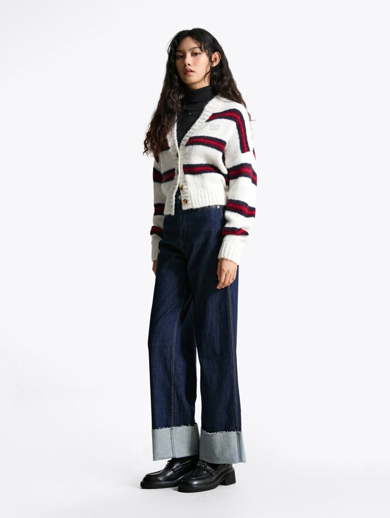 女款【WE ARE】韓國TOMMY JEANS 直筒反折牛仔褲 T32F7NEW45TWT1