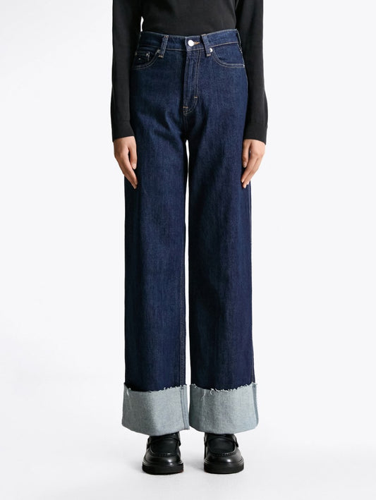 女款【WE ARE】韓國TOMMY JEANS 直筒反折牛仔褲 T32F7NEW45TWT1