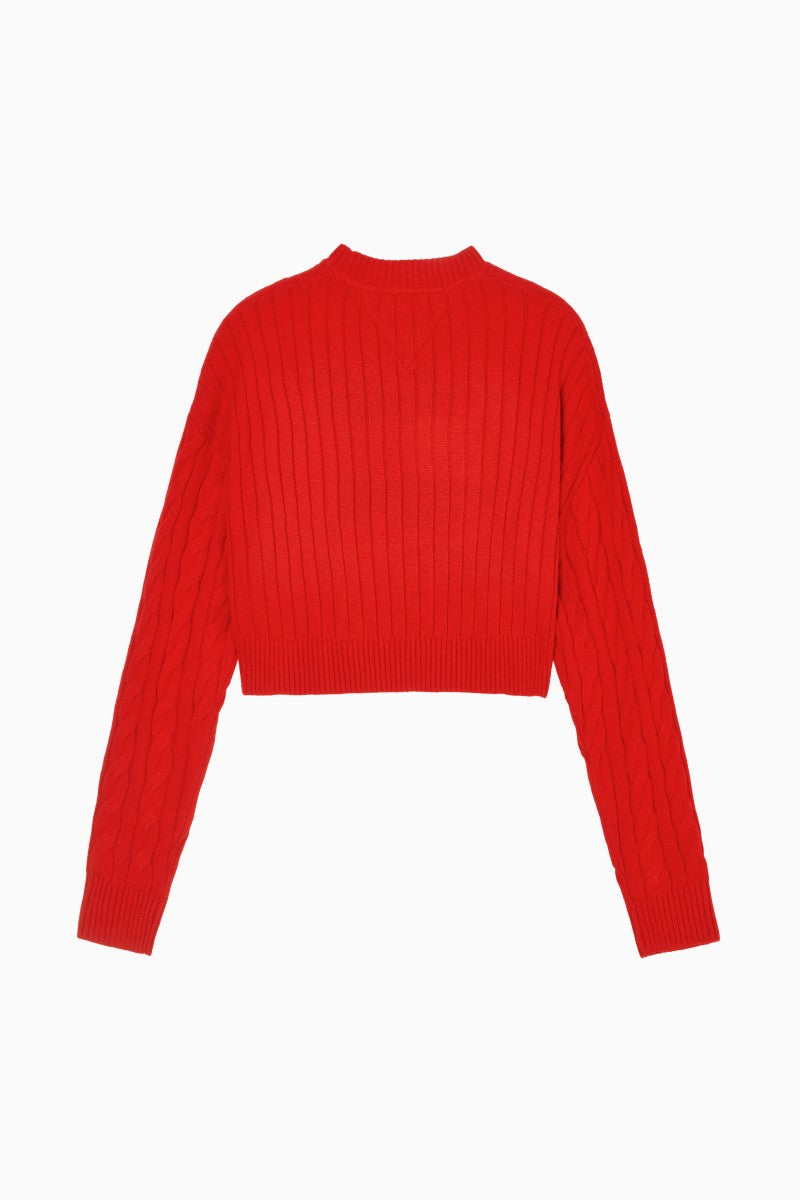 女款【WE ARE】韓國TOMMY JEANS 微短版麻花針織衫  32F6KTO30TWT1