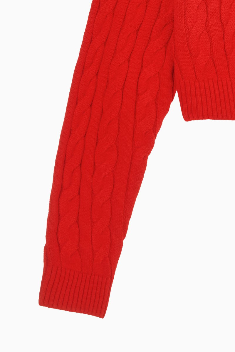 女款【WE ARE】韓國TOMMY JEANS 微短版麻花針織衫  32F6KTO30TWT1