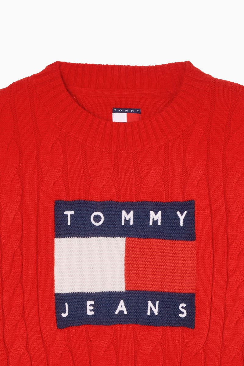 女款【WE ARE】韓國TOMMY JEANS 微短版麻花針織衫  32F6KTO30TWT1