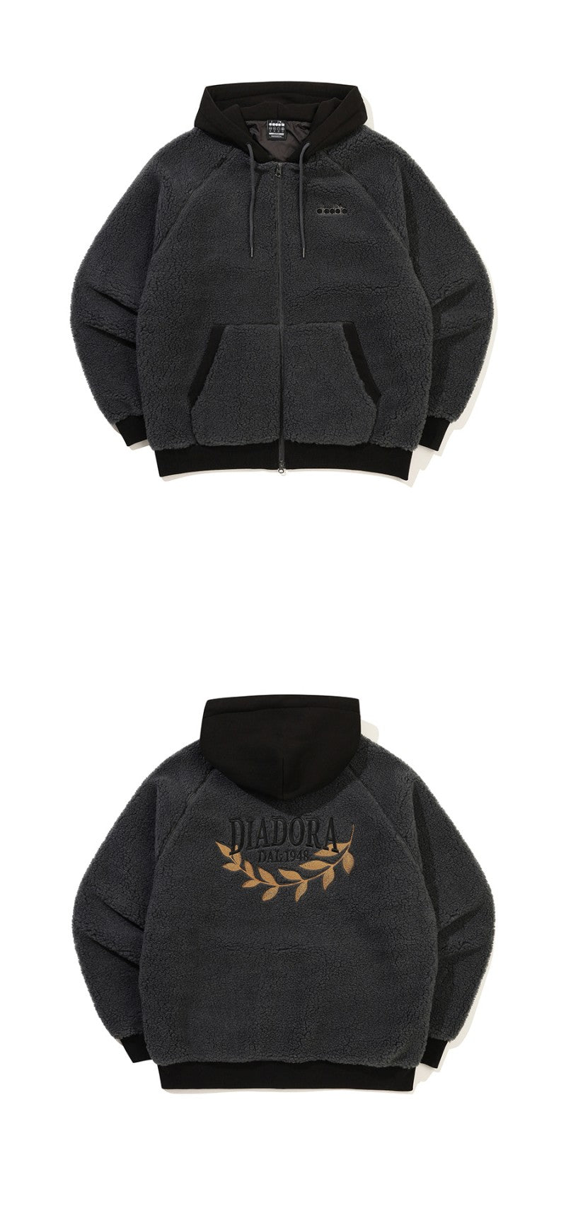 【WE ARE】韓國Diadora休閒連帽拉鏈毛外套D5423LFJ80