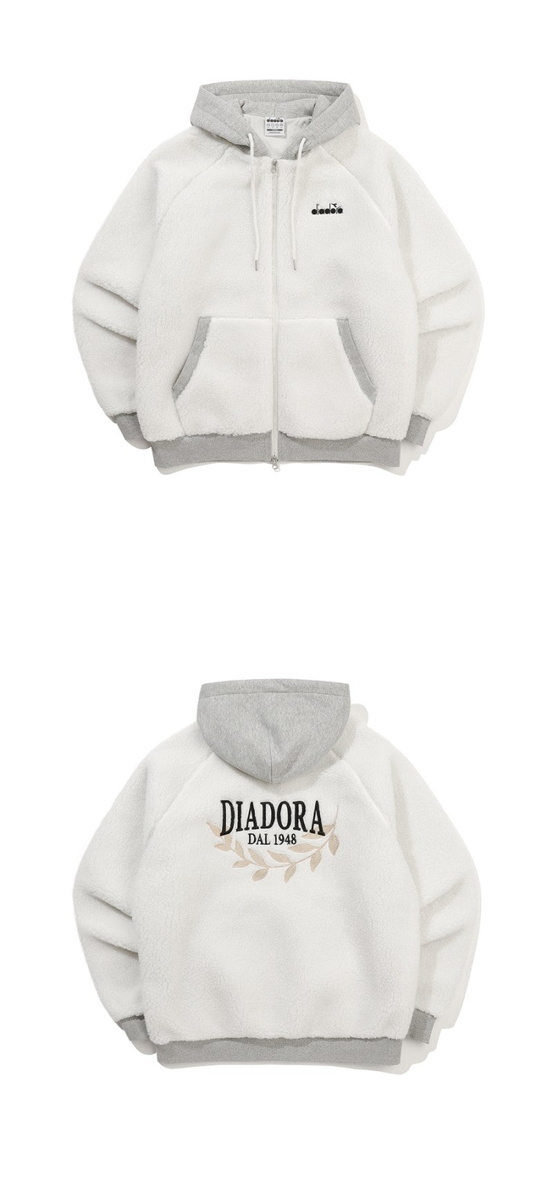 【WE ARE】韓國Diadora休閒連帽拉鏈毛外套D5423LFJ80