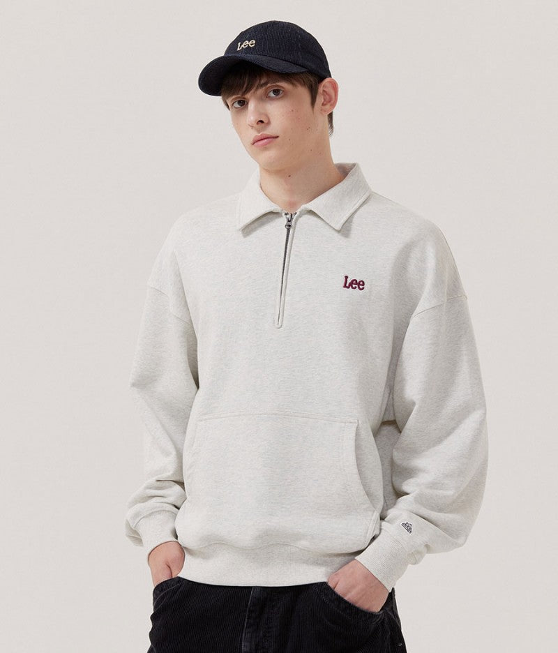 男女同款【WE ARE】韓國LEE半拉鏈領大學T衛衣LE2503CR09