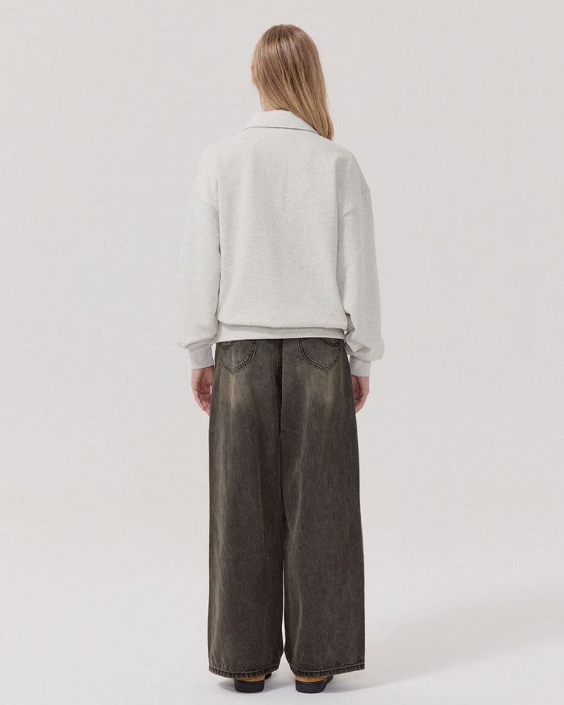 男女同款【WE ARE】韓國LEE半拉鏈領大學T衛衣LE2503CR09