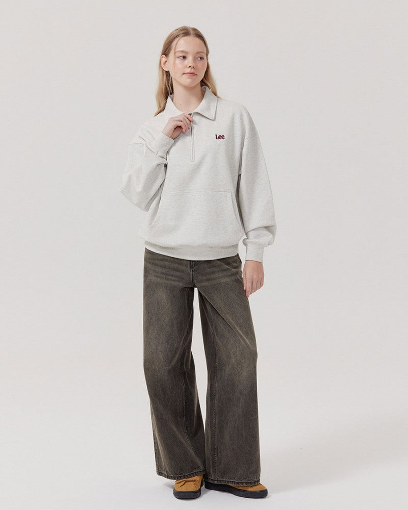 男女同款【WE ARE】韓國LEE半拉鏈領大學T衛衣LE2503CR09