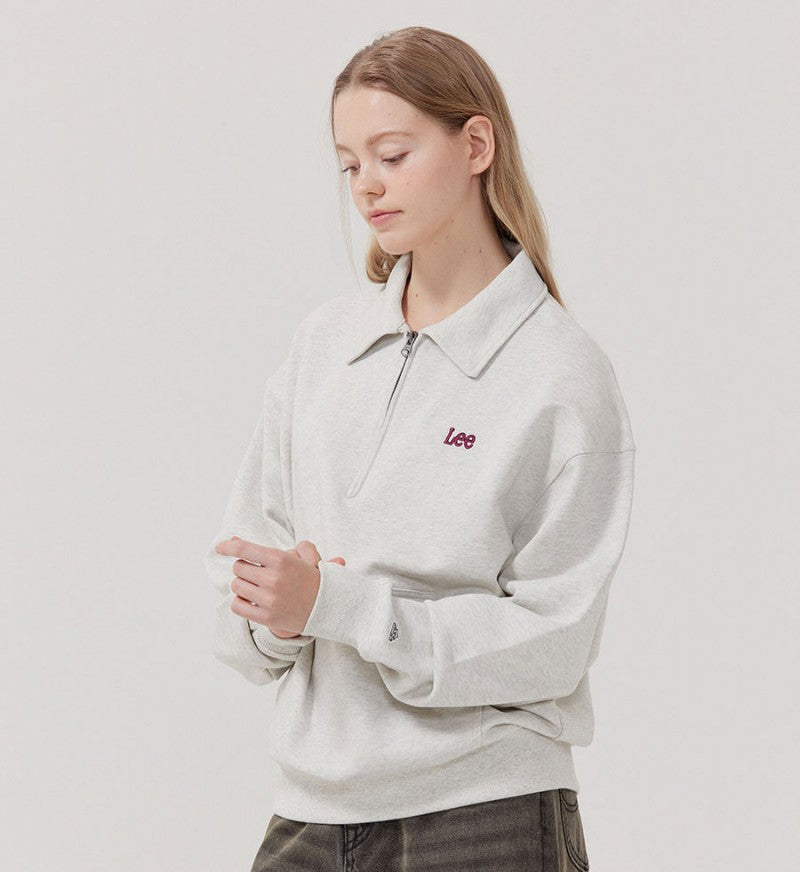 男女同款【WE ARE】韓國LEE半拉鏈領大學T衛衣LE2503CR09