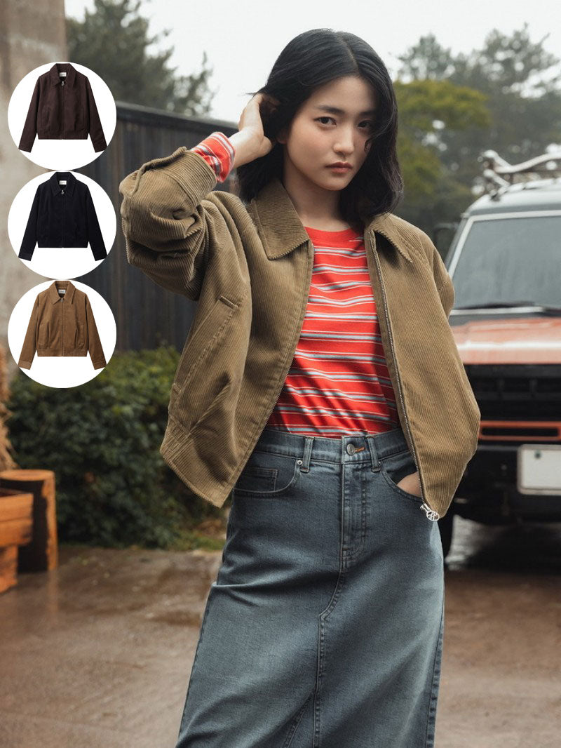 女款【WE ARE】韓國POLHAM燈芯絨拉鏈外套PHF4JJ2032