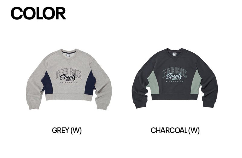 女款【WE ARE】韓國Reebok 拼色微短版大學T RETS5FM27