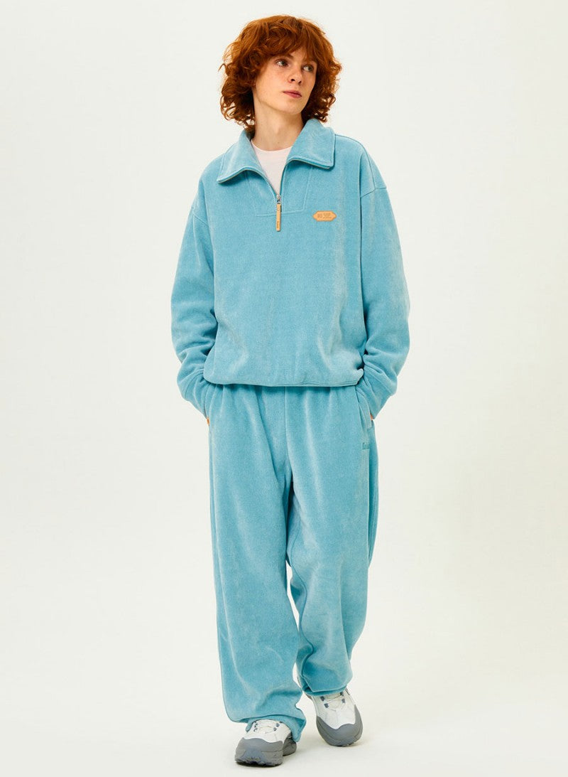 百貨款【WE ARE】韓國KODAK絨面皮革logo半拉鏈上衣K5423LFSF1