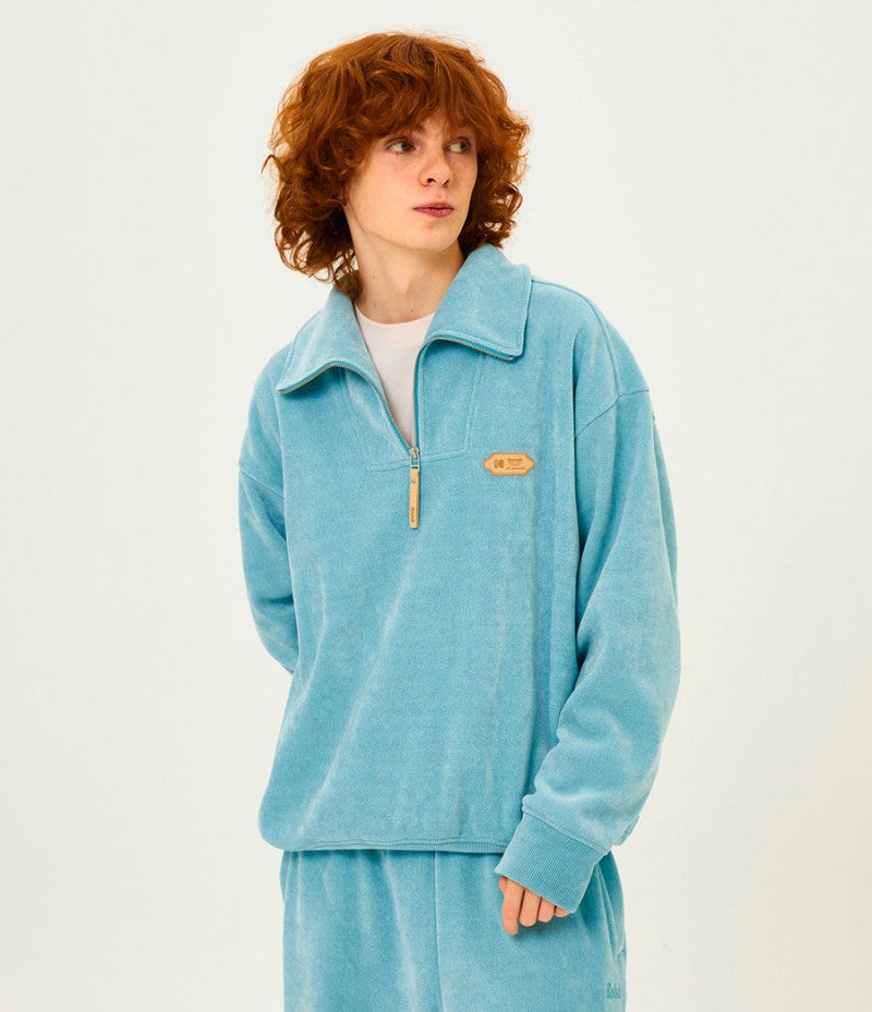 百貨款【WE ARE】韓國KODAK絨面皮革logo半拉鏈上衣K5423LFSF1