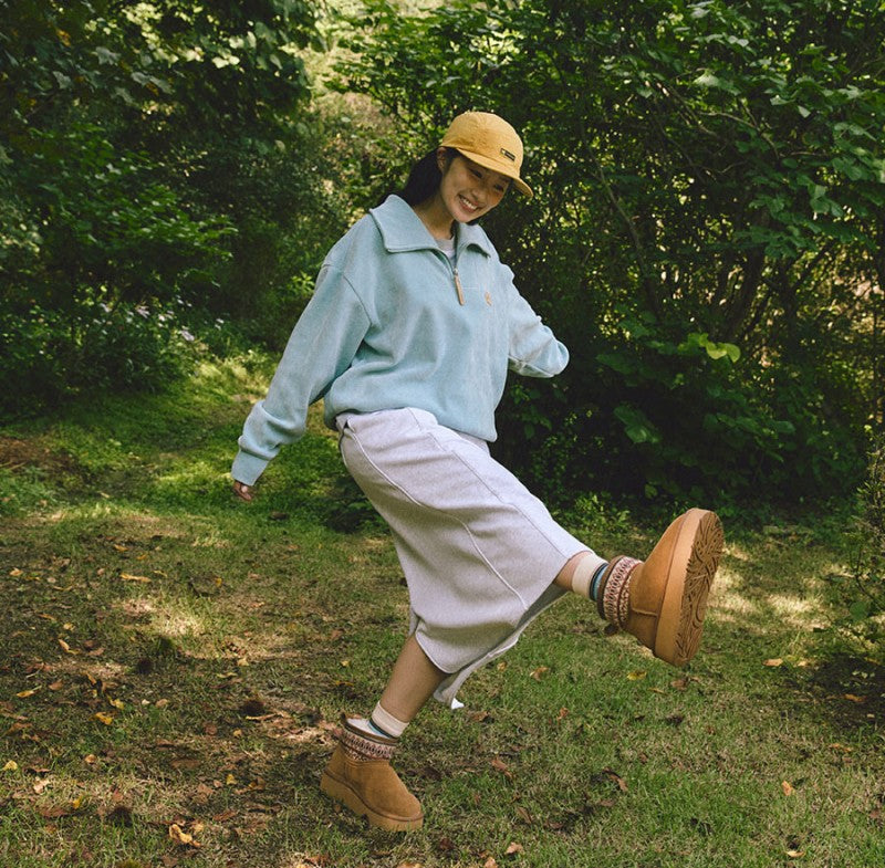 百貨款【WE ARE】韓國KODAK絨面皮革logo半拉鏈上衣K5423LFSF1