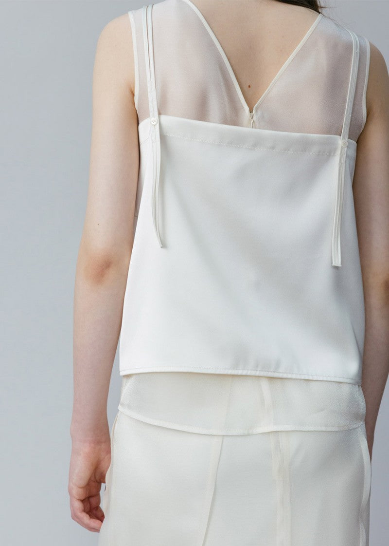 【WE ARE】韓國Loeuvre兩件式絲綢（外）緞帶（內）背心 SW6SB6140