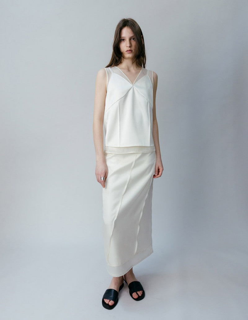 【WE ARE】韓國Loeuvre兩件式絲綢（外）緞帶（內）背心 SW6SB6140