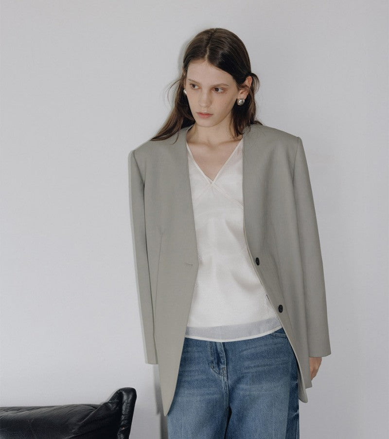 【WE ARE】韓國Loeuvre兩件式絲綢（外）緞帶（內）背心 SW6SB6140