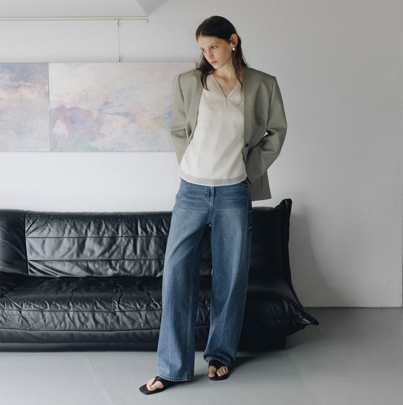 【WE ARE】韓國Loeuvre兩件式絲綢（外）緞帶（內）背心 SW6SB6140