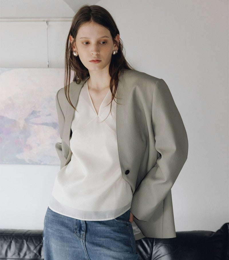 【WE ARE】韓國Loeuvre兩件式絲綢（外）緞帶（內）背心 SW6SB6140